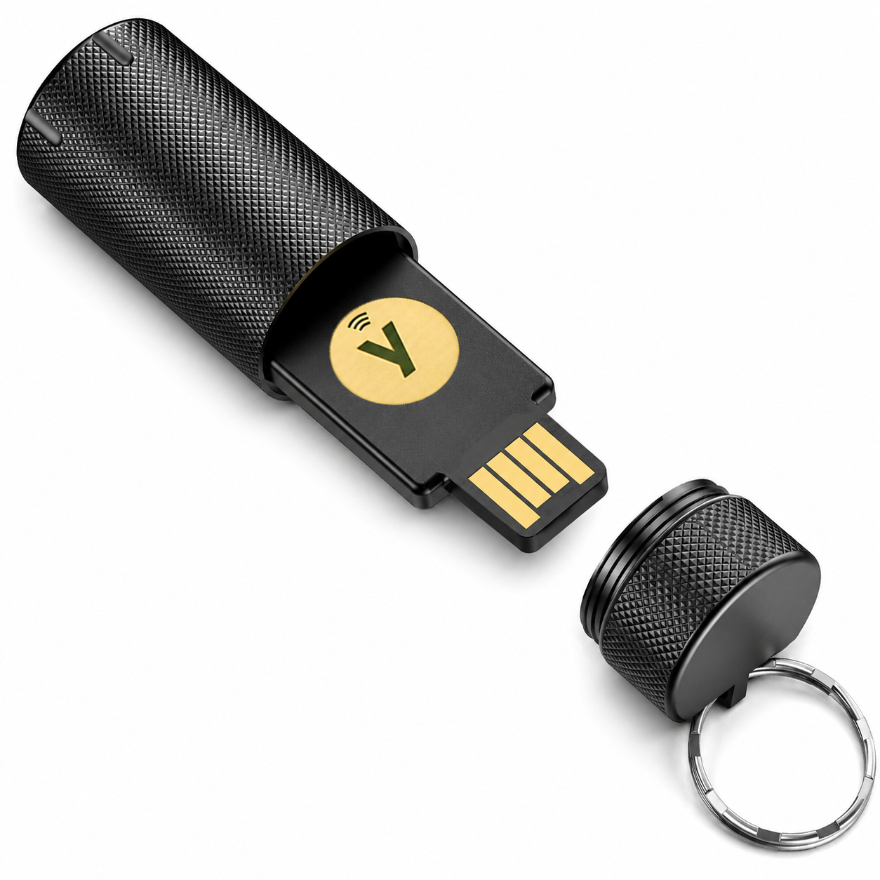 Open black metal security key case